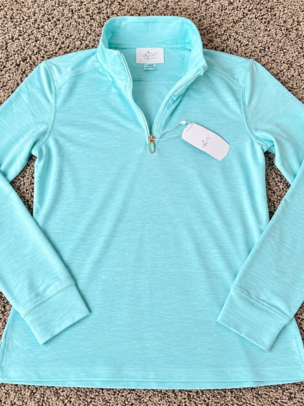 Greg Norman aqua quarter-zip golf pullover, Medium, NWT